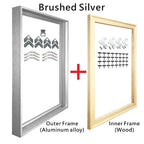 Modern Luxury Square Format Metal Picture Frame Kits 40x40, 50x50, 60x60cm etc Aluminium Frames Brushed Gold Silver Black Metal With Inner Wooden Frame