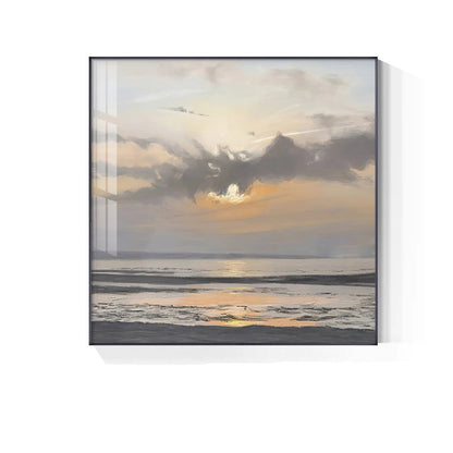 Colorful Blue Sky Floral Landscape Wall Art Fine Art Canvas Prints - Square Format Pictures For Living Room Bedroom Hotel Room Art For Modern Living