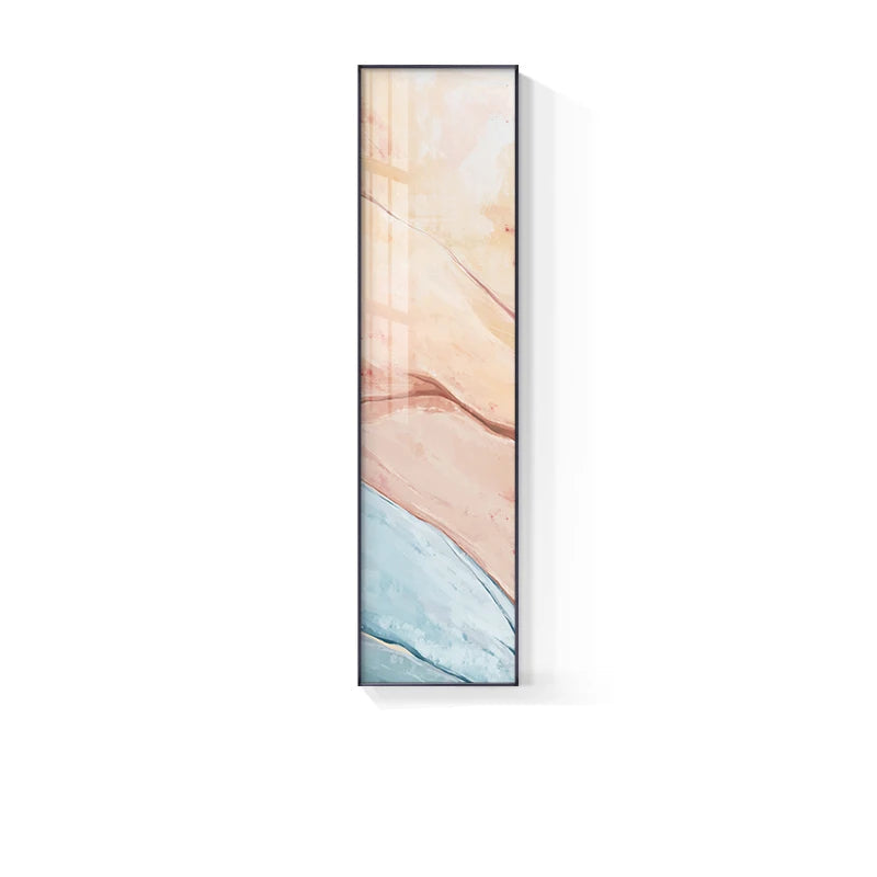 Subtle Shades Of Pastel Pink Terracotta Abstract Wall Art Fine Art Canvas Prints - Tall Vertical Format Pictures For Foyer Reception Room Entranceway Art for Modern interiors