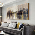 1pc Large Frameless Abstract Canvas Art Modern Cityscape for Living Room, Bedroom, Urban Landscape Painting, Canvas Wall Art