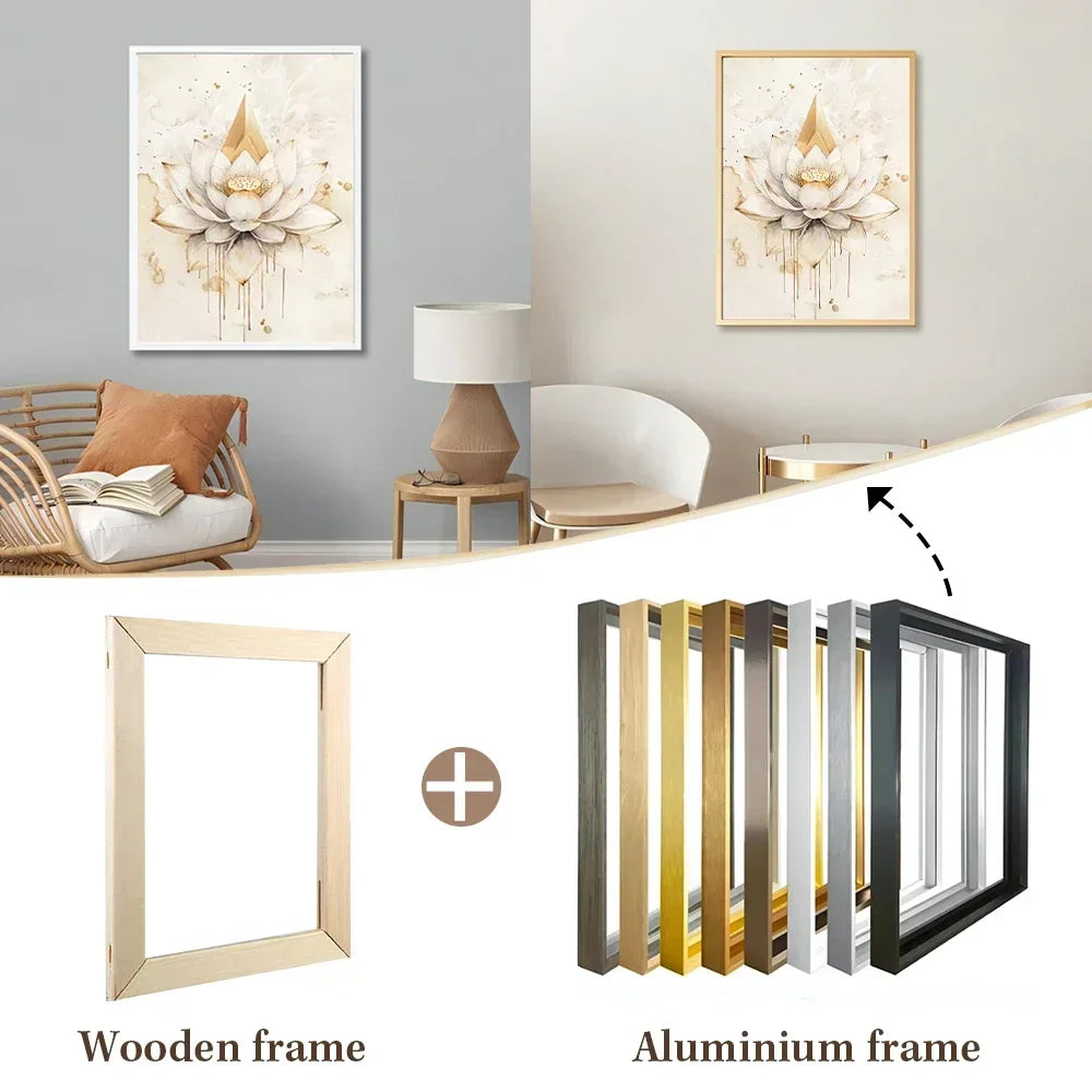 DIY Luxury Picture Frame Kit 60x90cm 50x70cm 40x50cm etc Titanium Gold Teak Walnut Brushed Silver Aluminium Black - DIY Picture Framing Kit For Canvas Prints + Wooden Inner Frame