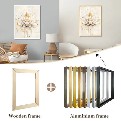 DIY Luxury Picture Frame Kit 60x90cm 50x70cm 40x50cm etc Titanium Gold Teak Walnut Brushed Silver Aluminium Black - DIY Picture Framing Kit For Canvas Prints + Wooden Inner Frame
