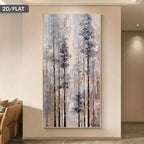 Tall Trees Misty Forest Wall Art – Vertical Format Landscape Artwork for Modern Living Room Décor, Woodland Nature Scene, Large Format Canvas