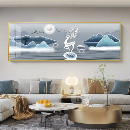 Wide Format Abstract Auspicious Wall Art Fine Art Canvas Prints - Feng Shui Wall Decor For Living Room Above The Sofa Light Luxury Pictures For Above The Bed