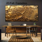 Golden Tree of Life Unframed Canvas Print Wall Art – Auspicious Abstract Botanical Artwork for Modern Living Room & Contemporary Home Decor