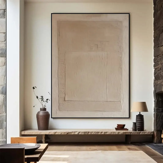 Neutral Color Schemes Contemporary Abstract Minimalist Wall Art Fine Art Canvas Print - Modern Artwork For Living Room Foyer Dining Room Entranceway Art Decor
