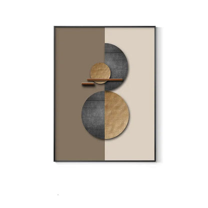 Neutral Tones Modern Aesthetics Abstract Sun Moon Wall Art Fine Art Canvas Prints - Neutral Tones Pictures For Entrance Hall Foyer Living Room Dining Room Art Decor