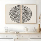 Modern Abstract Dot Circle Canvas Print Set – Black Minimalist Unframed Wall Art on Neutral Background for Contemporary Scandinavian Décor