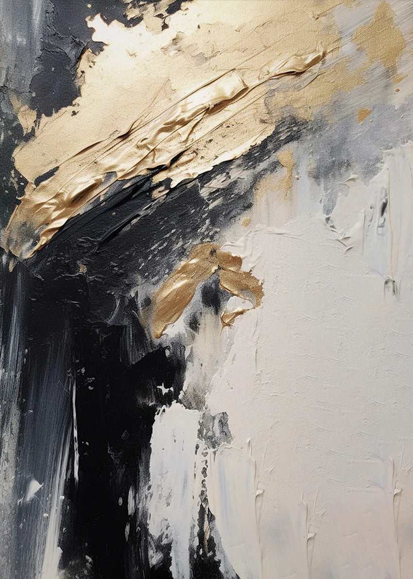 Neutral Tones Black Beige Grey Golden Abstract Wall Art Fine Art Canvas Prints - Modern Art For Urban Loft Living Room Dining Room Art For Contemporary Interiors