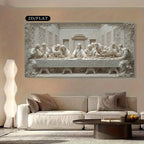 The Last Supper Unframed Canvas Print Wall Art – Monochrome Textured Classical Relief Design for Modern Living Room & Contemporary Decor