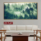 Misty Evergreen Forest Unframed Canvas Print Wall Art – Wide Format Landscape Artwork for Living Room, Bedroom & Above The Sofa Decor