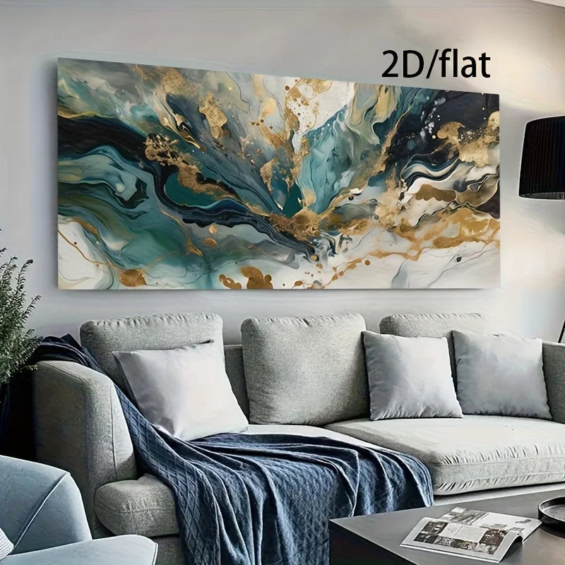 Frameless Modern Abstract Fluid Art Canvas Poster - Abstract Geometric Design, for Bedroom, Living Room Decor Wall Artwork