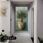 Elegant Terracotta Olive Tree Canvas Wall Art – Neutral Botanical Artwork With Ornate Vase & Sculptural Detailing For Modern Entryway Foyer