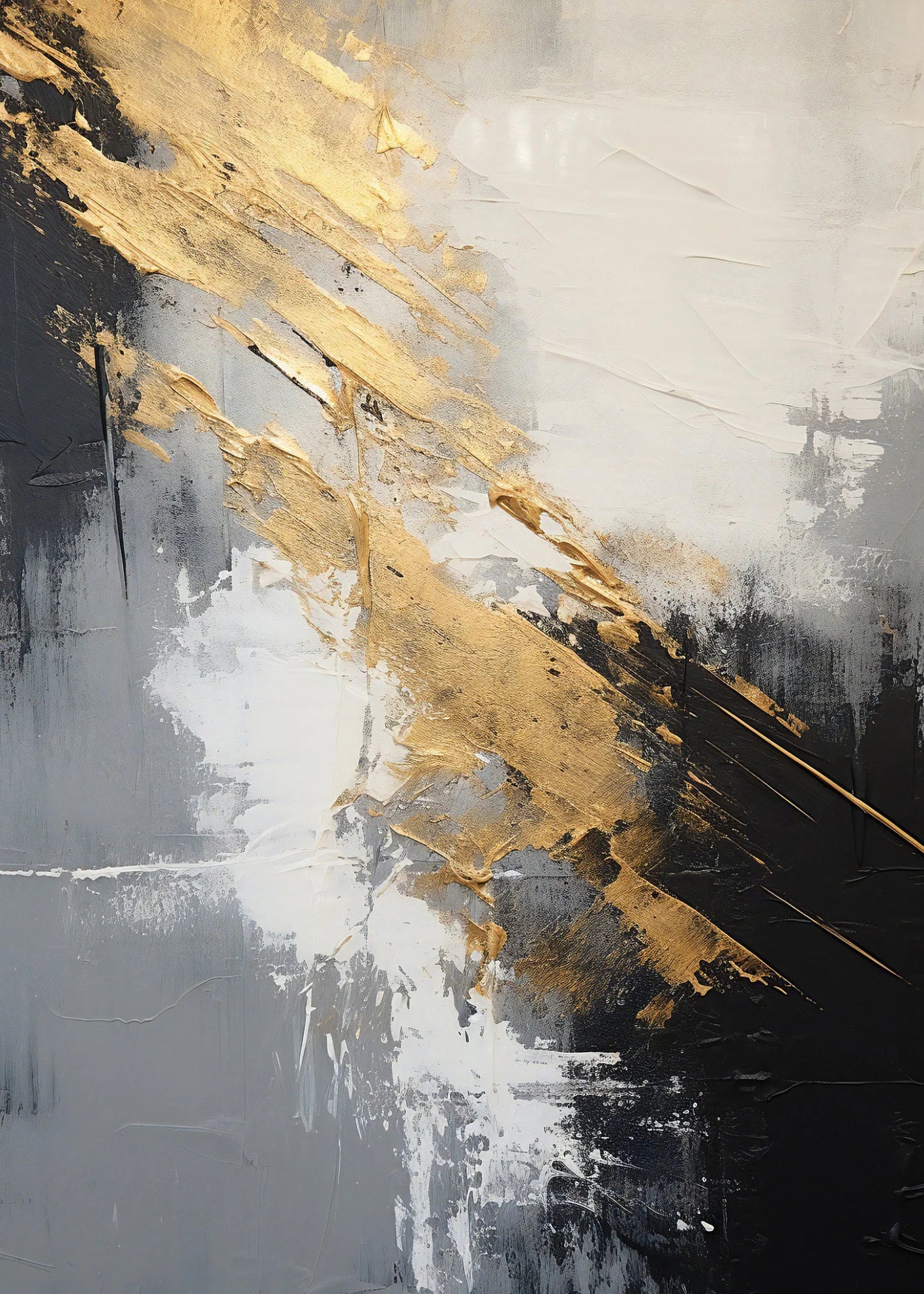 Urban Abstract Black Grey Golden Wall Art Fine Art Canvas Prints - Art For Modern Apartment Living Room Dining Room Art For Contemporary Home Office Interiors