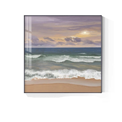 Colorful Blue Sky Floral Landscape Wall Art Fine Art Canvas Prints - Square Format Pictures For Living Room Bedroom Hotel Room Art For Modern Living