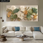 Ginkgo Leaf Canvas Print Unframed Wall Art – Green Gold & Beige Botanical Design for Elegant Living Room Home Decor & Interior Styling