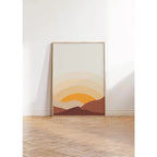 Large 3‑Panel Abstract Sunrise Canvas Print Wall Art – Warm Earthy Orange & Brown Unframed Abstract Artwork for Modern Interior Decor