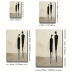 Large Minimalist Abstract Figures Canvas Print Wall Art – Neutral Black & Beige Unframed Modern Painting for Contemporary Living Room Decor
