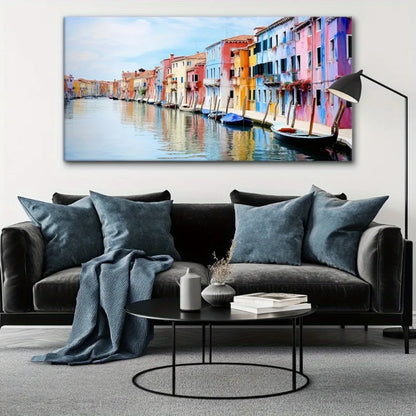 Venice Canal Scenery Canvas Wall Art, Modern Abstract Wall Art Picture for Living Room, Bedroom, Home Office Decor - Frameless