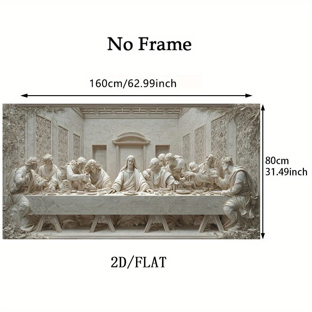 The Last Supper Unframed Canvas Print Wall Art – Monochrome Textured Classical Relief Design for Modern Living Room & Contemporary Decor
