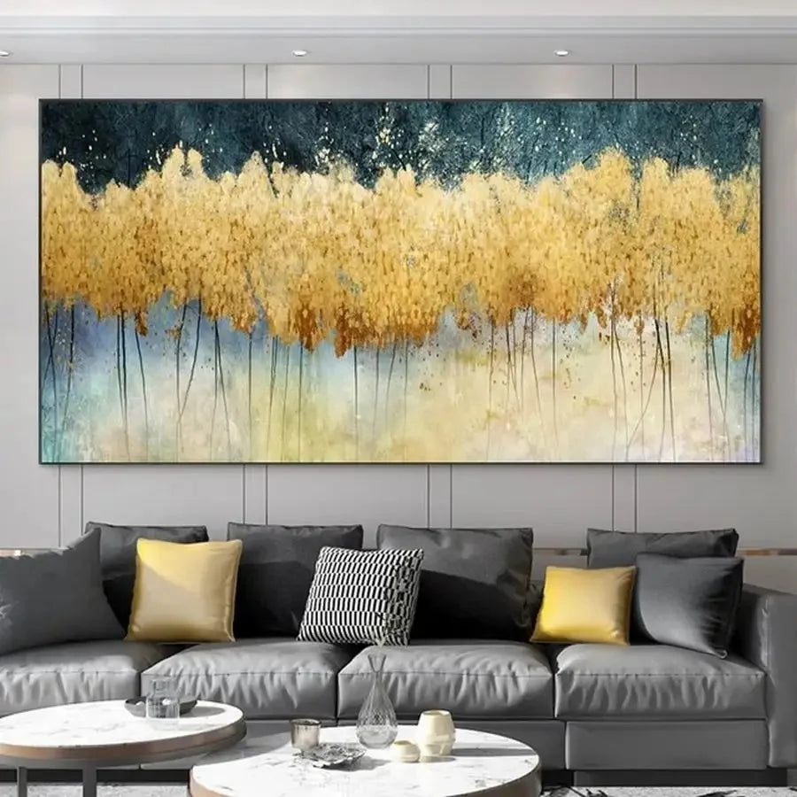 Abstract 3D Gold Tree Wall Printing Painting on Canvas,Abstract Wall Picture,Modern Home Decoration,Flowers Art Poster,Mural