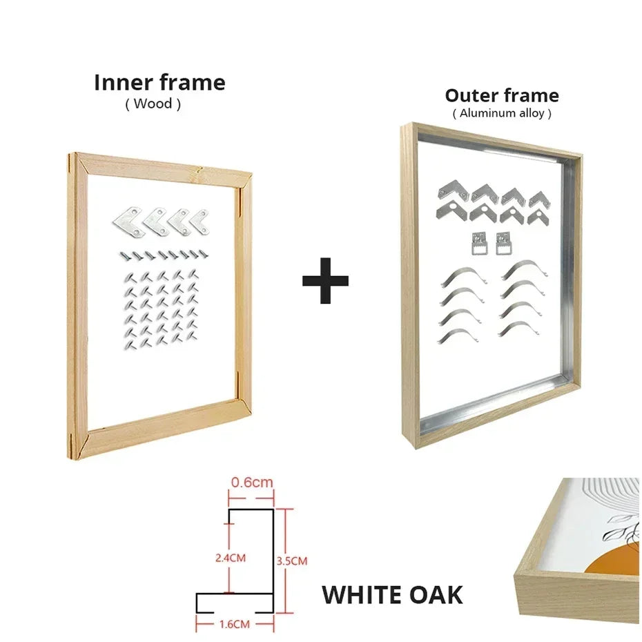 DIY Luxury Picture Frame Kit 60x90cm 50x70cm 40x50cm etc Titanium Gold Teak Walnut Brushed Silver Aluminium Black - DIY Picture Framing Kit For Canvas Prints + Wooden Inner Frame