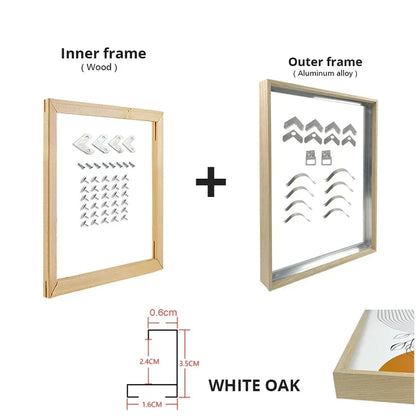 DIY Luxury Picture Frame Kit 60x90cm 50x70cm 40x50cm etc Titanium Gold Teak Walnut Brushed Silver Aluminium Black - DIY Picture Framing Kit For Canvas Prints + Wooden Inner Frame