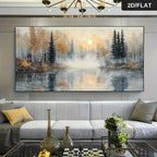 Frameless Abstract Forest Landscape Canvas Art Print Wall Decor for Living Room, Bedroom, Canvas Wall Art Design, 2D Flat