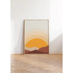 Large 3‑Panel Abstract Sunrise Canvas Print Wall Art – Warm Earthy Orange & Brown Unframed Abstract Artwork for Modern Interior Decor