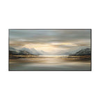 Serene Mountain Lake Landscape Wall Art – Large Unframed Canvas Print for Modern Neutral Living Room Décor Contemporary Home Styling