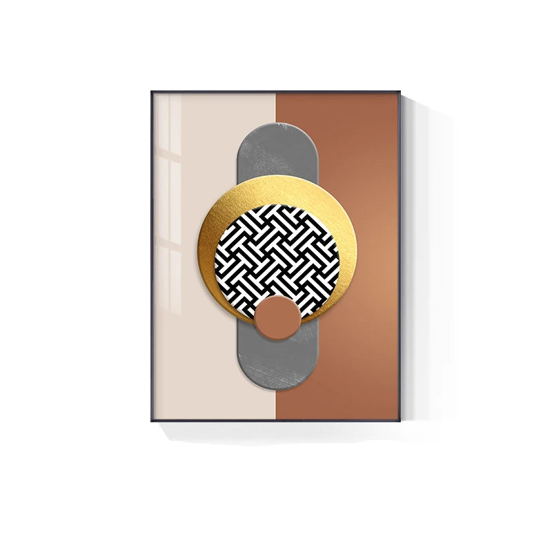 Luxury Golden Celestial Geometry Wall Art Fine Art Canvas Prints - Modern Aesthetics Artworks For Dining Room Living Room Art For Modern Apartments