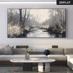 Extra Large Abstract Grey Black Forest Canvas Wall Art - Frameless Modern Landscape Prints, Artwork for Living Room Decortions