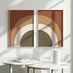 Large Geometric Abstract Rainbow Terracotta Beige Olive Canvas Print Wall Art for Modern Minimalist Living Room and Contemporary Home Décor
