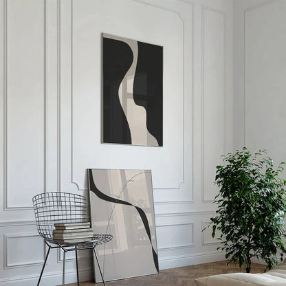 Modern Minimalist Black Beige Abstract Wall Art Fine Art Canvas Prints - Pictures For Living Room Above The Sofa Art For Bedroom Dining Room Wall Decor