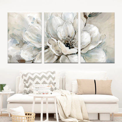 Set of 3Pcs Light Neutral Floral Abstract Wall Art Fine Art Canvas Print - Modern Botanical Art For Living Room Above The Sofa Art For Above The Bed