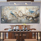 Birds and Cherry Blossoms Elegant Canvas Art Print Frameless Modern Abstract Wall Decor for Living Room, Bedroom, Large Wall Art