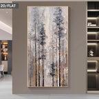Tall Trees Misty Forest Wall Art – Vertical Format Landscape Artwork for Modern Living Room Décor, Woodland Nature Scene, Large Format Canvas