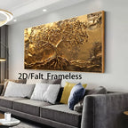 Golden Tree of Life Unframed Canvas Print Wall Art – Auspicious Abstract Botanical Artwork for Modern Living Room & Contemporary Home Decor