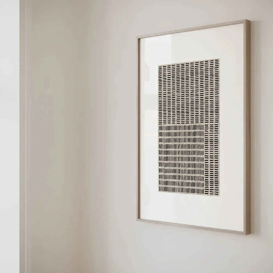 Modern Geometric Grid Canvas Print Wall Art – Black Minimalist Japanese Zen Design on Neutral Background for Contemporary Scandinavian Interiors
