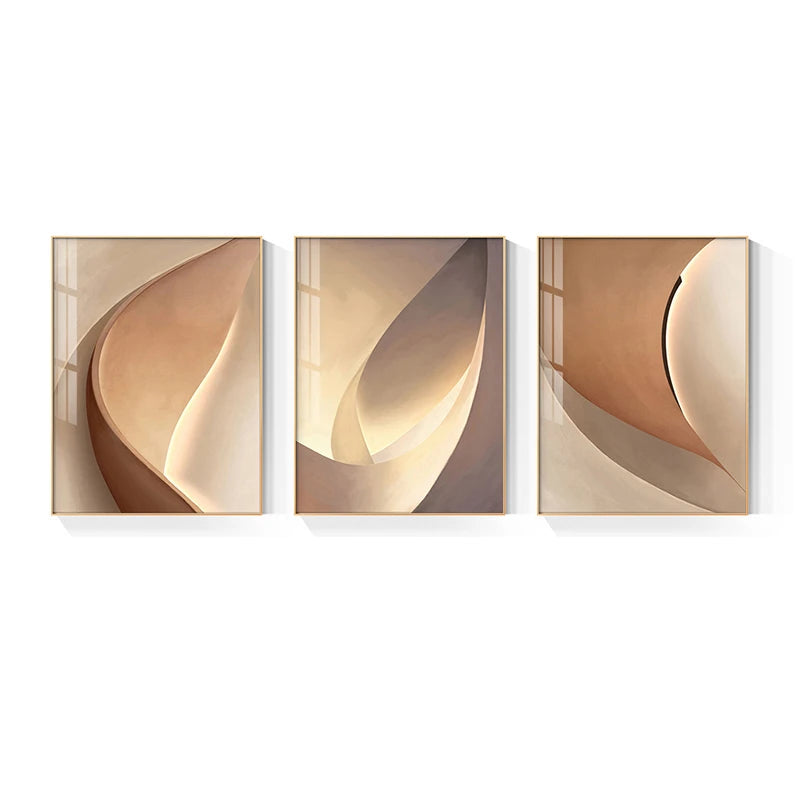 Modern Aesthetics Flowing Abstract Wall Art Fine Art Canvas Prints - Light Luxury Modern Art For Living Room Dining Room Home Office Meeting Room Art For Contemporary Interiors