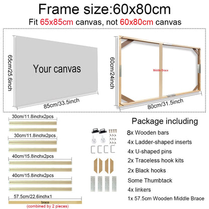 Real Wood Frames 30x40 50x70 80x120cm For Framing Canvas Prints DIY Framing Kits Canvas Stretcher Bars Natural Wood Easy To Assemble - Fixtures and Fittings Included