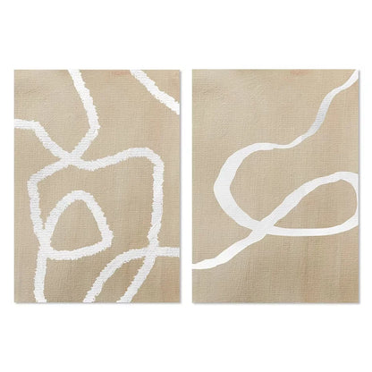 Neutral Abstract Line Art Canvas Print Set – Beige Minimalist Organic Shape Wall Art for Modern Living Room, Scandinavian Interiors & Home Décor
