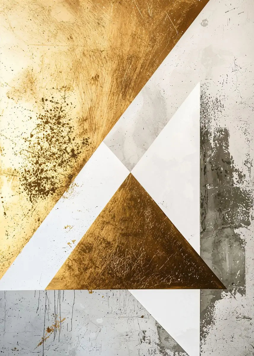 Modern Abstract Black Golden Geometric Wall Art Fine Art Canvas Prints - Modern Art For Contemporary Apartment Living Room Dining Room Bedroom Art Decor