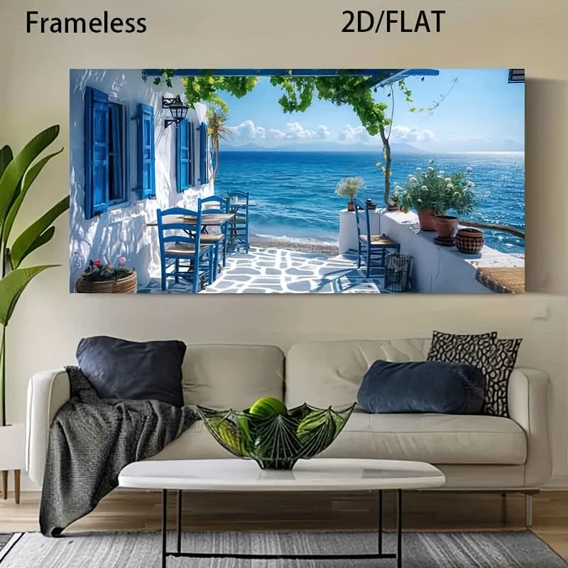 2D/flat 1pc Frameless Modern Seaside Tavern Canvas Poster for Bedroom and Living Room Decoration Cuadros No Frame
