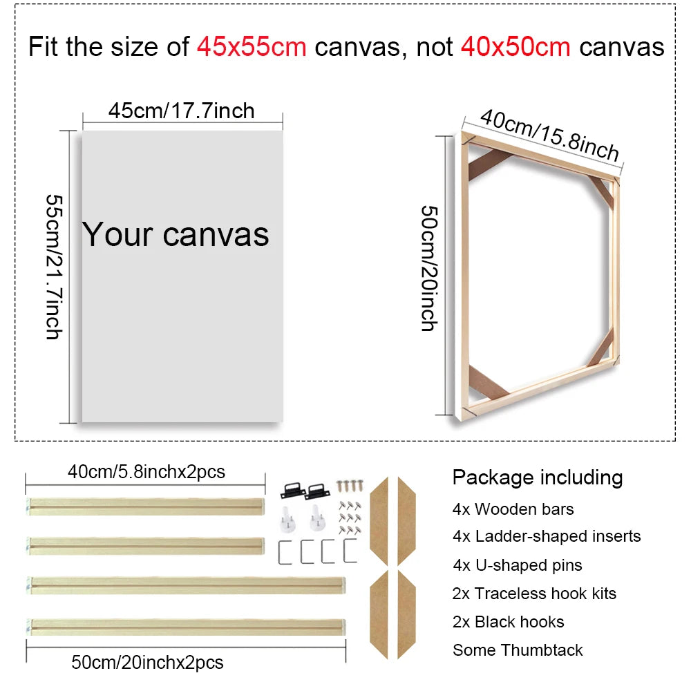 Wooden Frames 40x50 60x90 50x70cm For Framing Canvas Prints DIY Framing Kits Canvas Stretcher Bars Natural Wood Easy To Assemble - Fixtures and Fittings Included