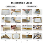 Slim Metal Bezel Floating Canvas Picture Frame Brushed Gold Silver Sizes 60x90, 50x70, 40x50cm etc DIY Framing Kit Includes Outer Metal Frame + Inner Wood Frame
