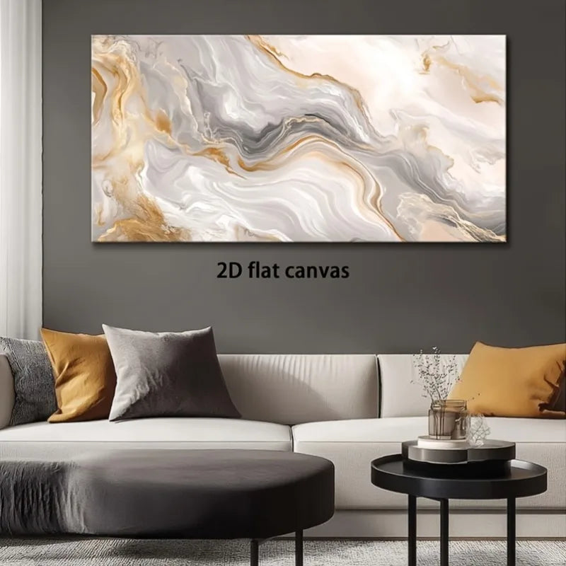 Canvas Wall Art 2D Flat Marble Waves Abstract Painting Frameless Living Room Bedroom Office Home Decor High Quality Print Canvas