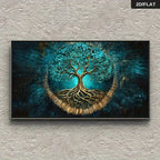 Tree of Life Wall Art – Golden Roots & Branches Design – Spiritual Energy Symbol Unframed Canvas Print for Modern Living Room Home Décor