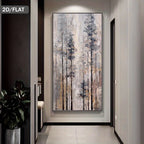 Tall Trees Misty Forest Wall Art – Vertical Format Landscape Artwork for Modern Living Room Décor, Woodland Nature Scene, Large Format Canvas