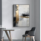 Urban Abstract Black Grey Golden Wall Art Fine Art Canvas Prints - Art For Modern Apartment Living Room Dining Room Art For Contemporary Home Office Interiors